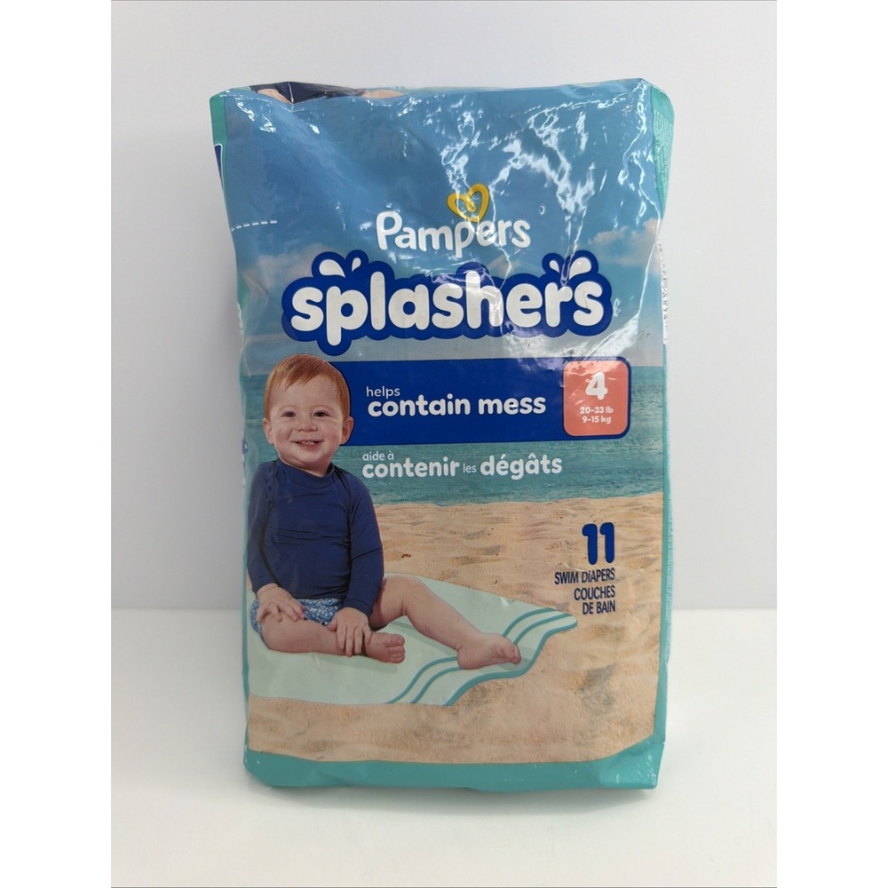 Pampers Splashers Disposable Swim Diapers Size 4, 20-33 lbs, 11 pack - Brand New